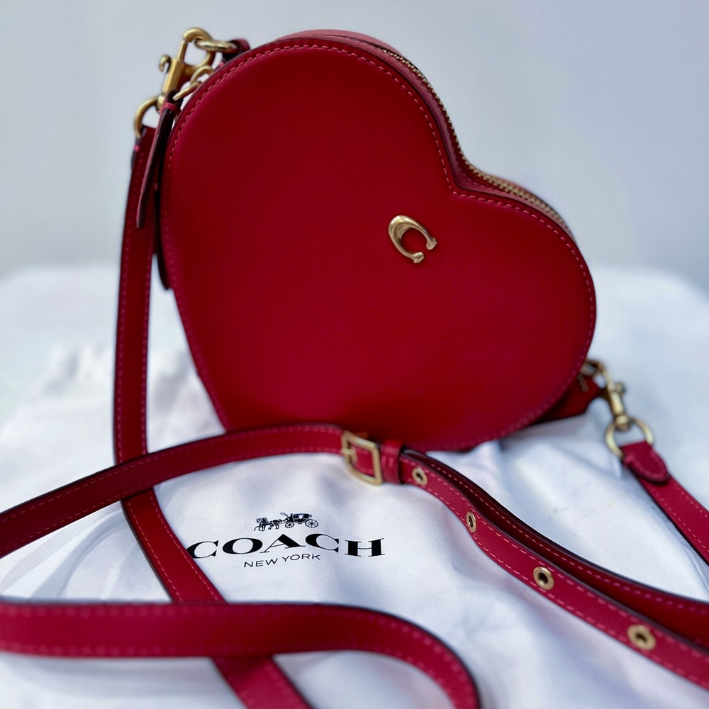 NEVER USED- Coach Brass/Cherry Leather Crossbody
